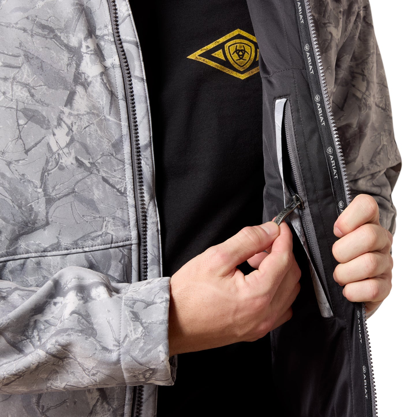 Ariat Men's Logo Grey Camo Print Softshell Jacket 10079815