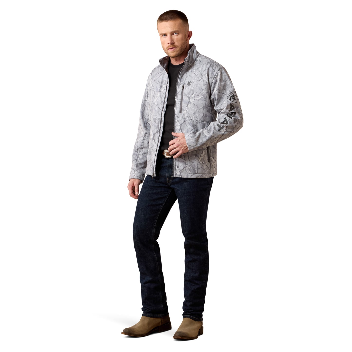 Ariat Men's Logo Grey Camo Print Softshell Jacket 10079815