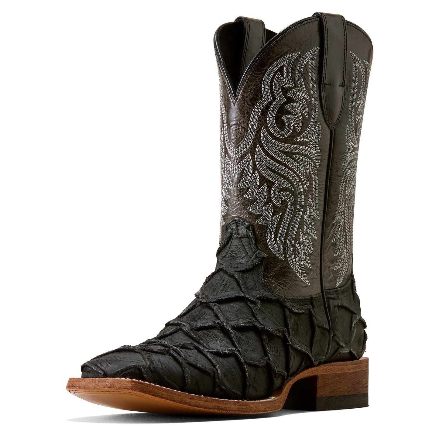 Ariat Men's Riverside Bayou Black Bass Print Square Toe Western Boot 10080346
