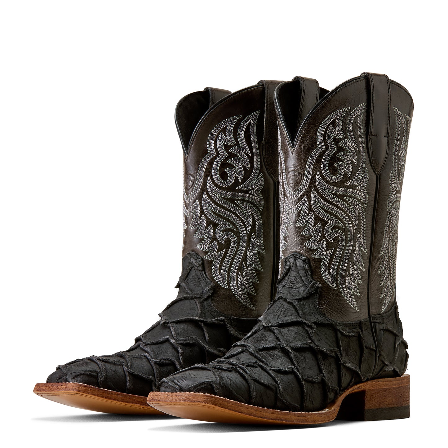 Ariat Men's Riverside Bayou Black Bass Print Square Toe Western Boot 10080346