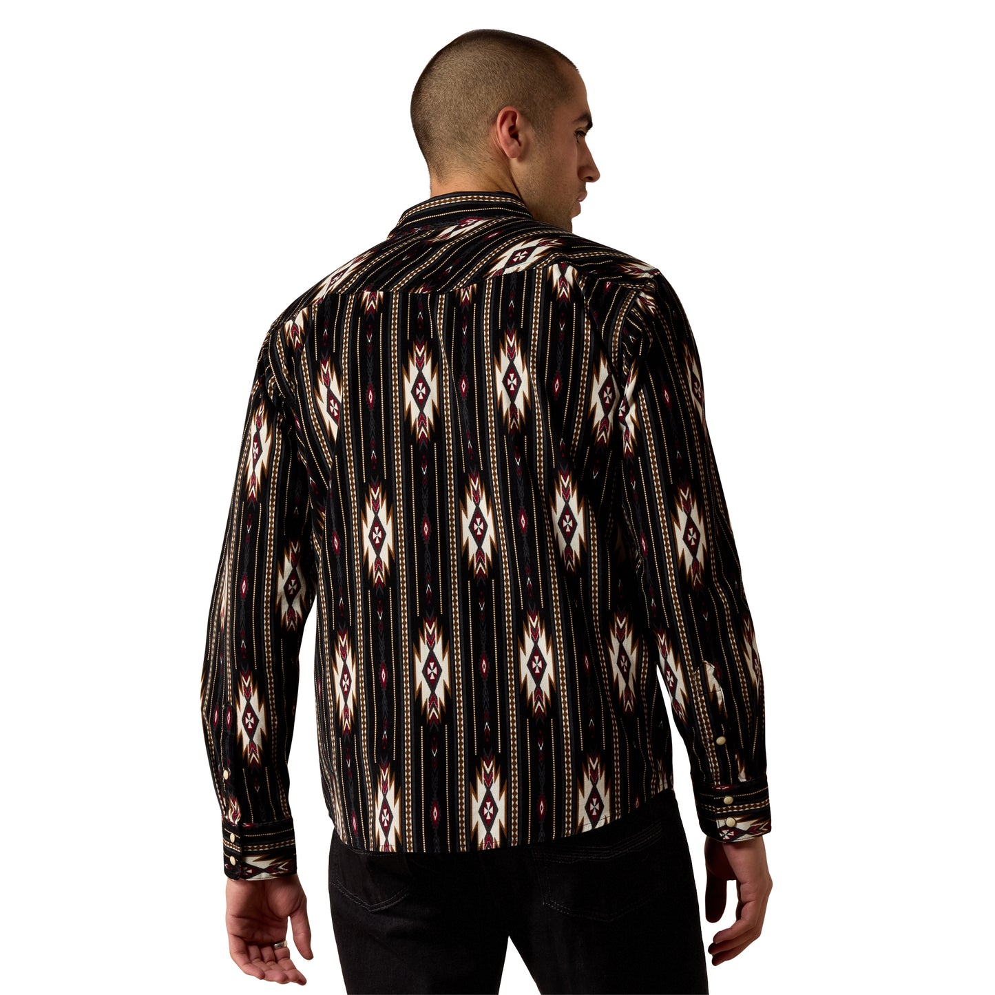 Ariat Men's Retro Holbert Corduroy Phantom Southwest Print Fitted Snap Shirt 10080504