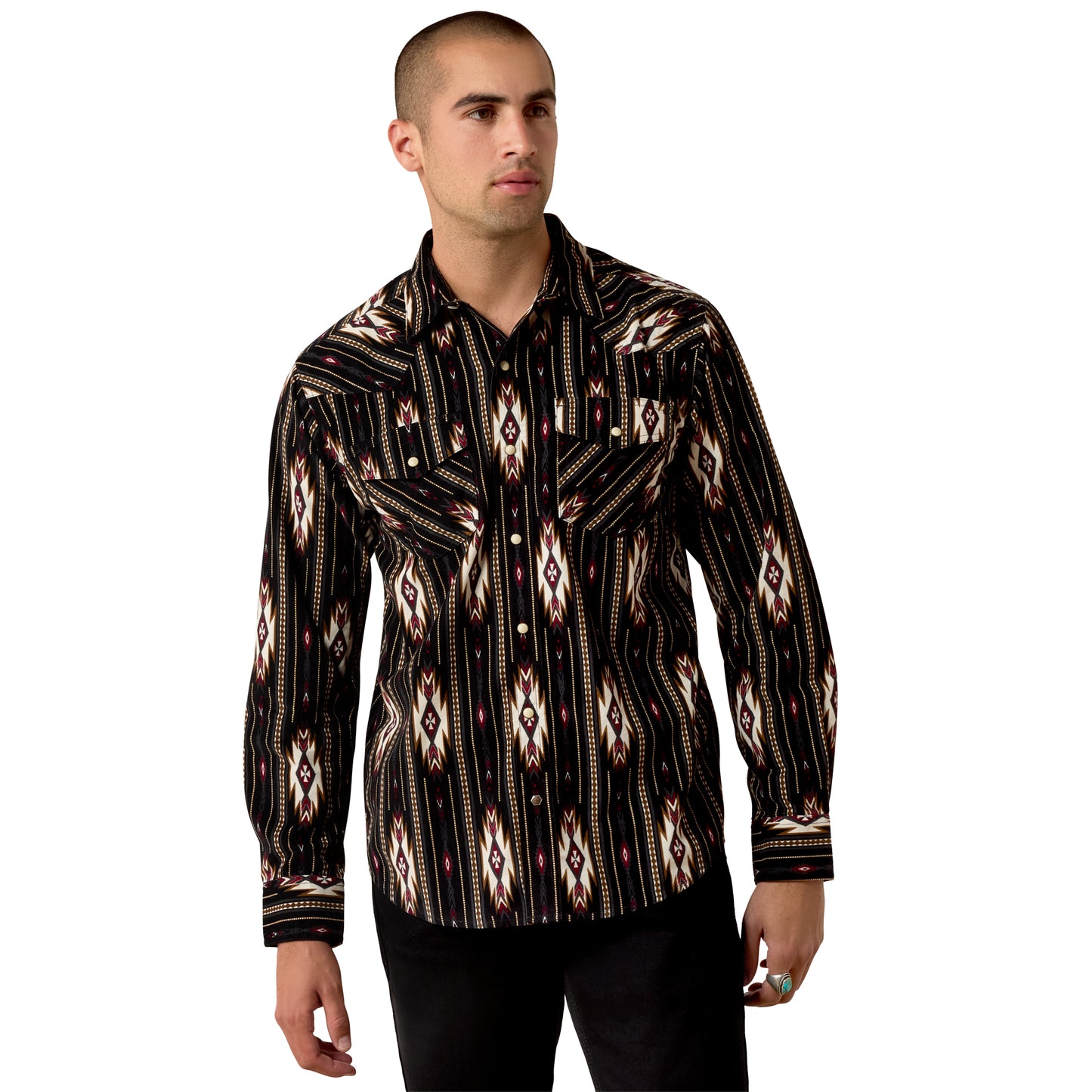Ariat Men's Retro Holbert Corduroy Phantom Southwest Print Fitted Snap Shirt 10080504