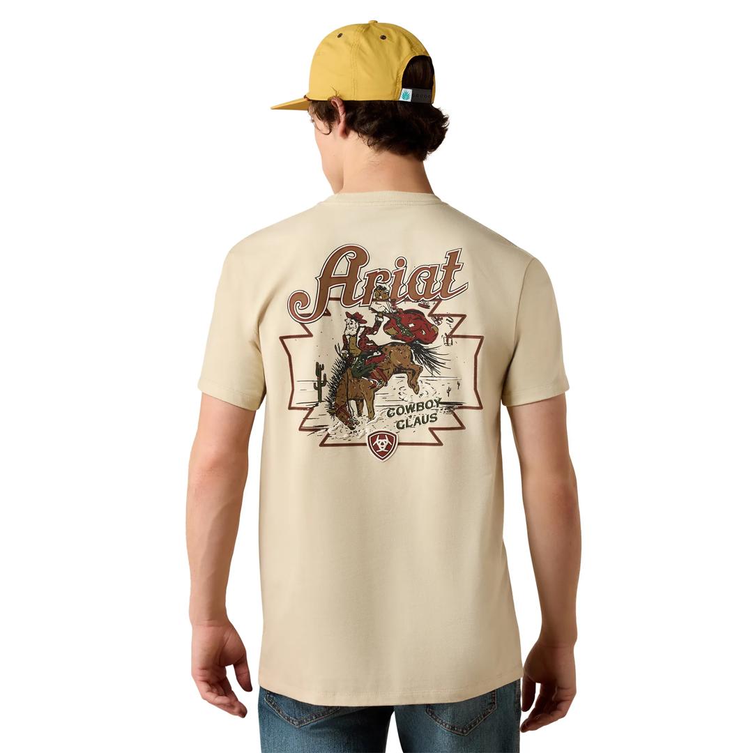 Ariat Men's Cowboy Claus Natural T-Shirt 10080588 back