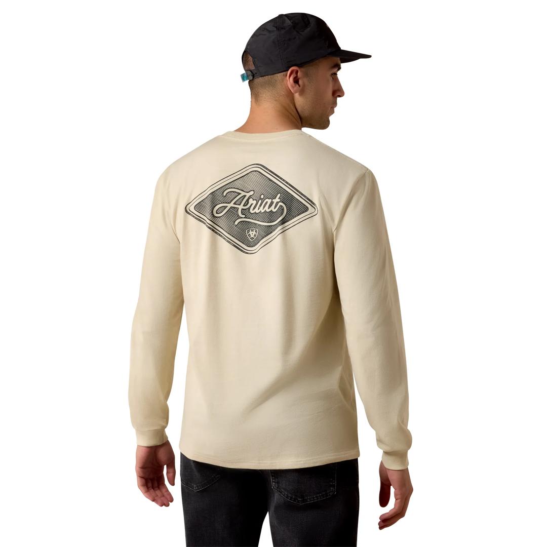 Ariat Men's Medallion Standard Long Sleeve Natural T-Shirt 10080589 back