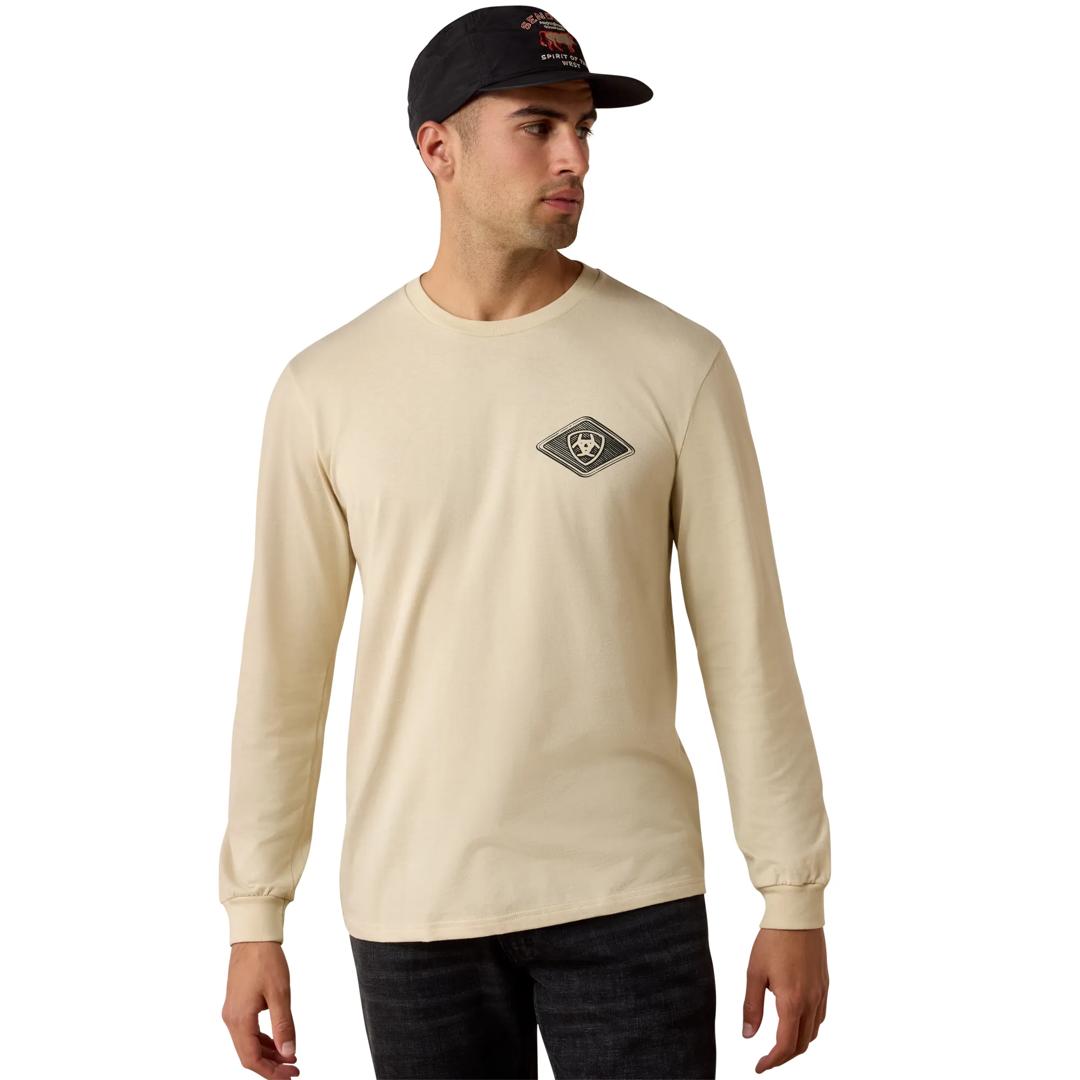 Ariat Men's Medallion Standard Long Sleeve Natural T-Shirt 10080589 front