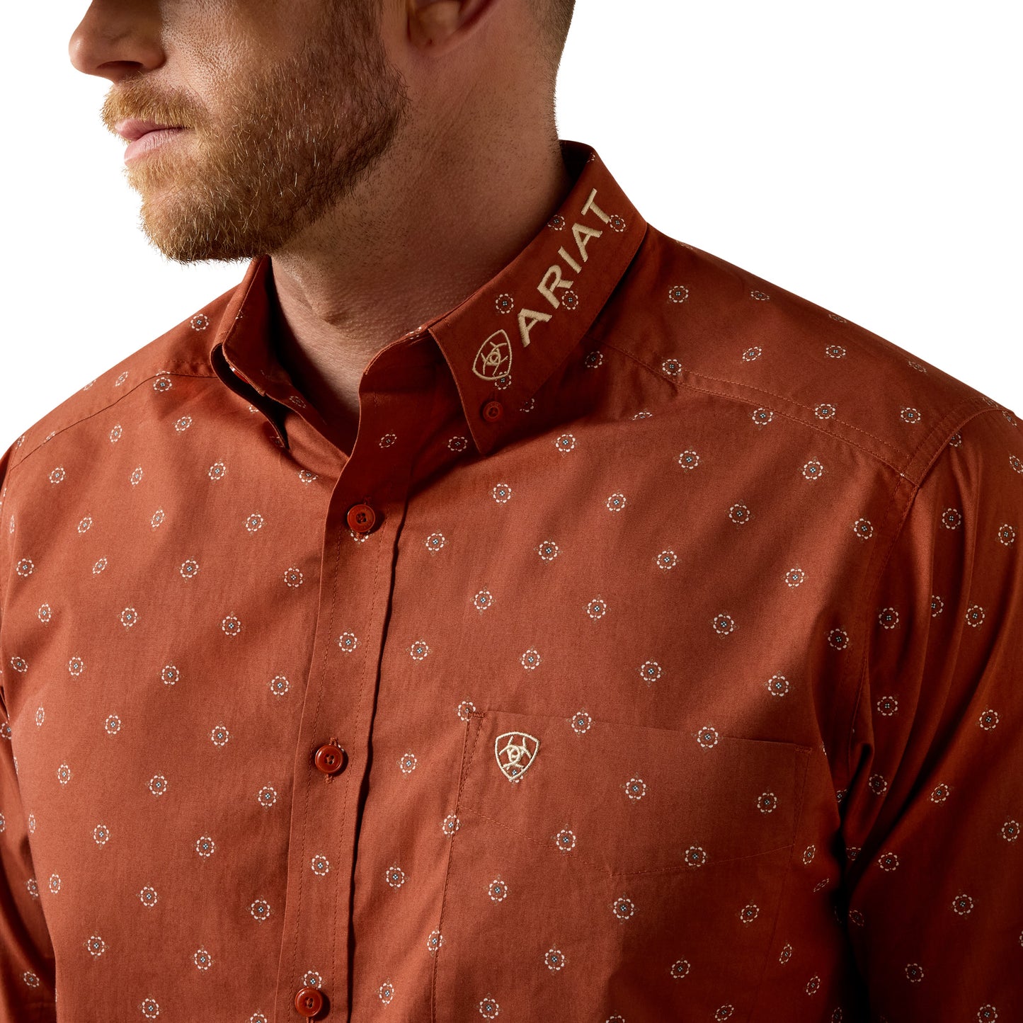 Ariat Men's Team Dakota Maple Syrup Medallion/Pebble Classic Fit Shirt 10080596