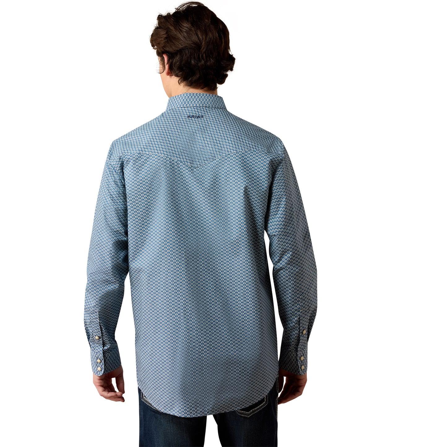 Ariat Men's Pheonix Majolica Blue Leaf Print Fitted Snap Shirt 10080597