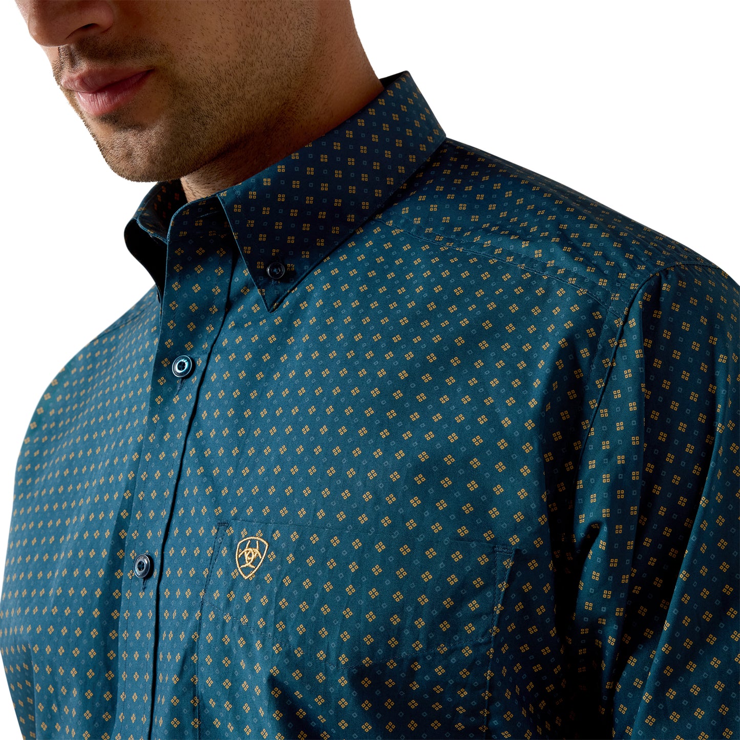 Ariat Men's Lovato Mojolica Blue Geo Print Classic Fit Shirt 10080598