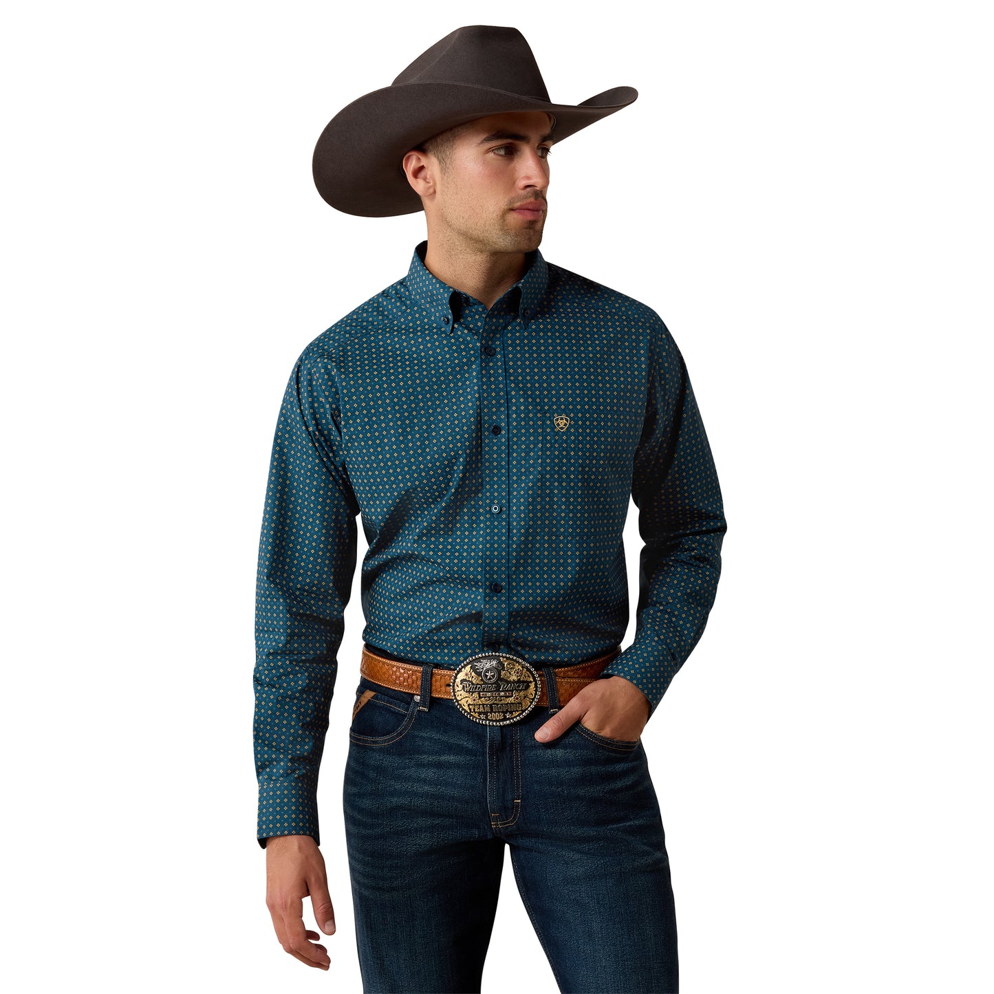 Ariat Men's Lovato Mojolica Blue Geo Print Classic Fit Shirt 10080598