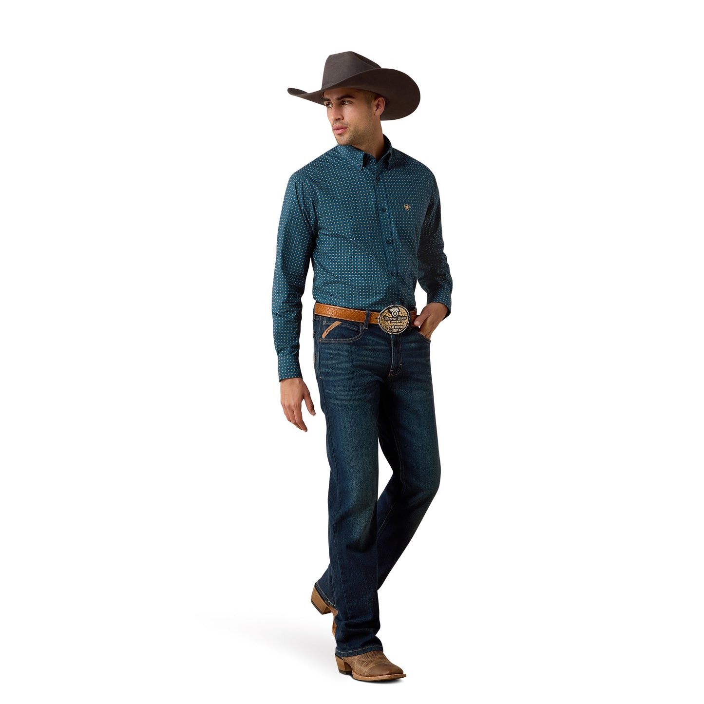 Ariat Men's Lovato Mojolica Blue Geo Print Classic Fit Shirt 10080598