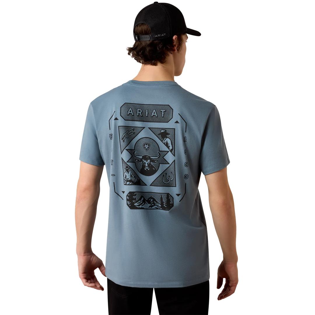 Ariat Men's Rope and Ride Light Denim T-Shirt 10080601 back