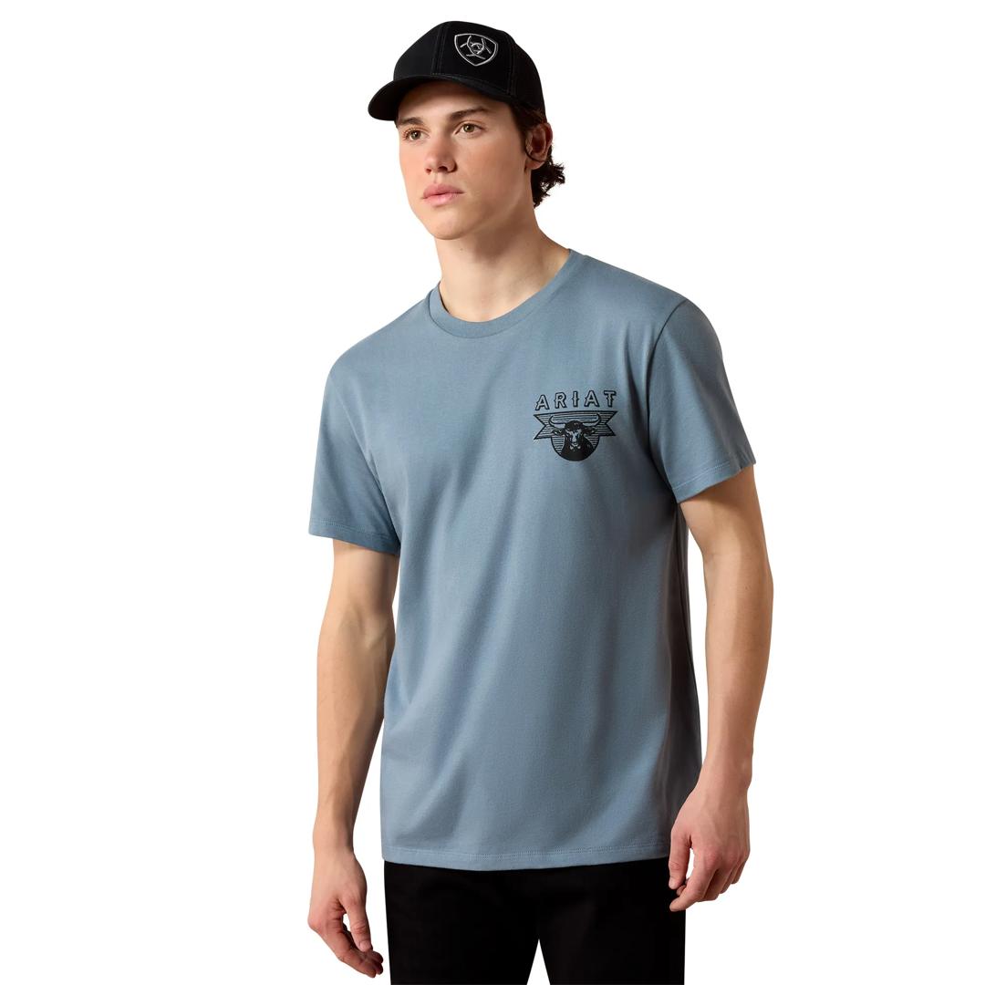 Ariat Men's Rope and Ride Light Denim T-Shirt 10080601 front