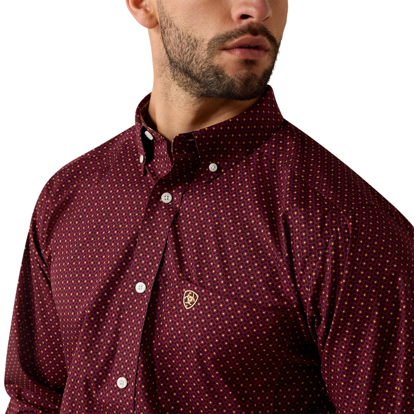 Ariat Men's Wrinkle Free Reliance Zinfandel Geo Print Button Down Shirt 10080617