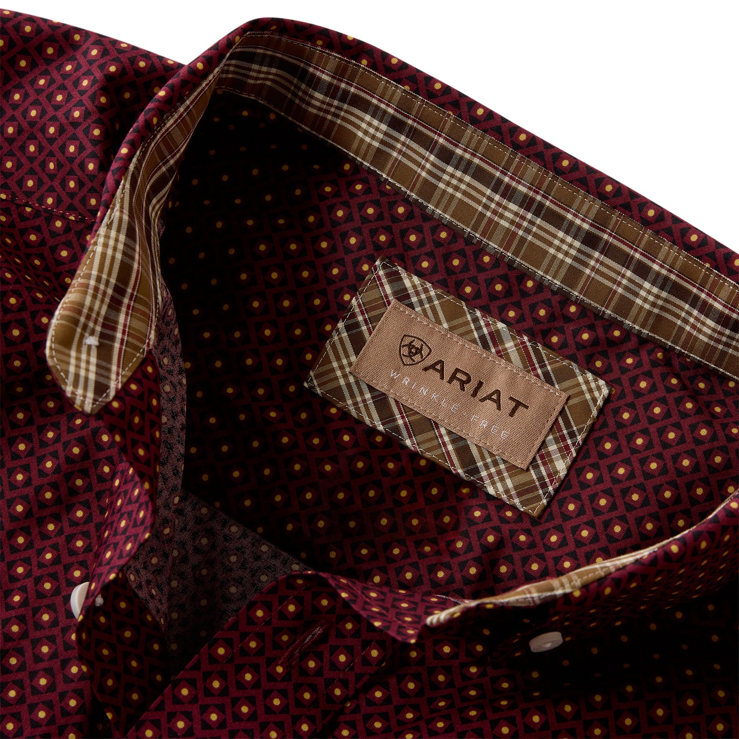 Ariat Men's Wrinkle Free Reliance Zinfandel Geo Print Button Down Shirt 10080617