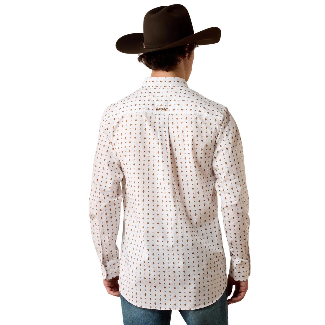 Ariat Men's Pauly White Geo Print Fitted Shirt 10080623 back