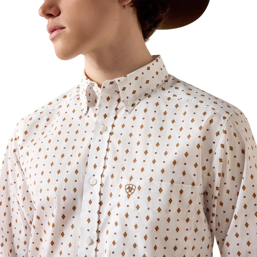 Ariat Men's Pauly White Geo Print Fitted Shirt 10080623 detail01