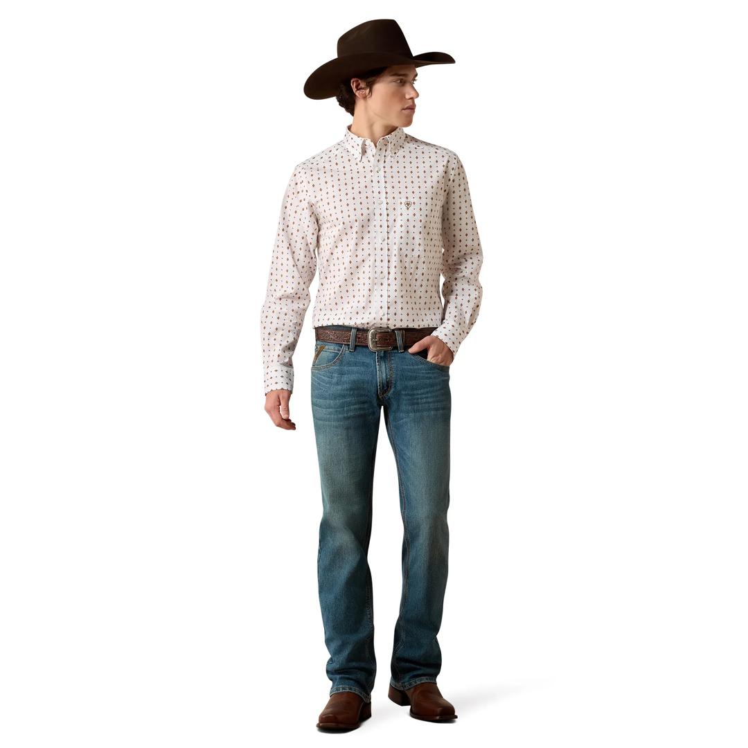 Ariat Men's Pauly White Geo Print Fitted Shirt 10080623 full