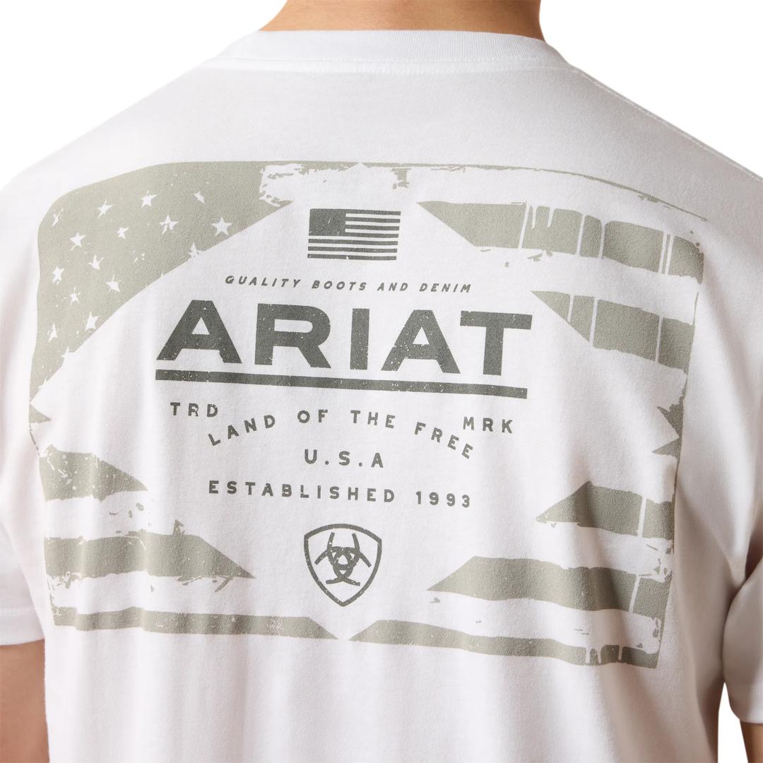 Ariat Men's Lockup Flag Painted White T-Shirt 10080626 detail01