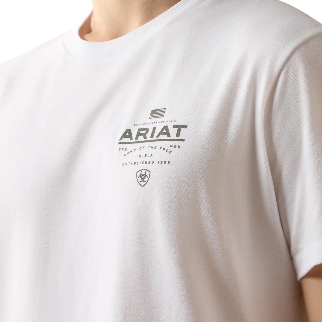 Ariat Men's Lockup Flag Painted White T-Shirt 10080626 detail02