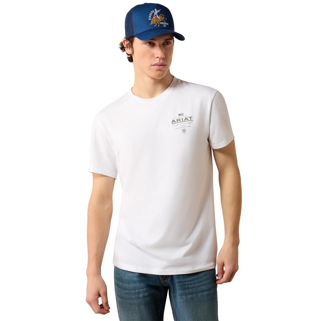 Ariat Men's Lockup Flag Painted White T-Shirt 10080626 front