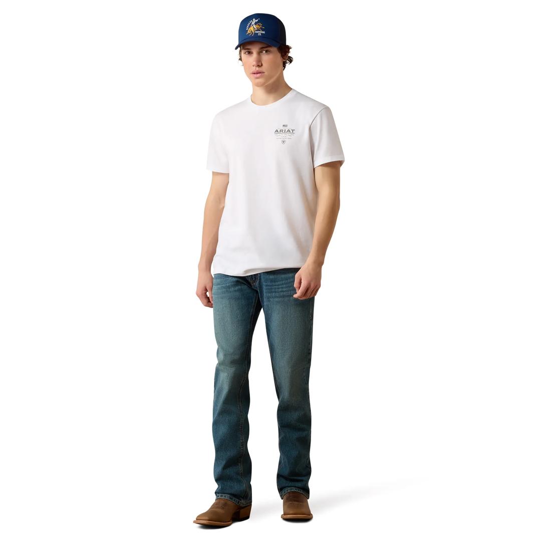 Ariat Men's Lockup Flag Painted White T-Shirt 10080626 full