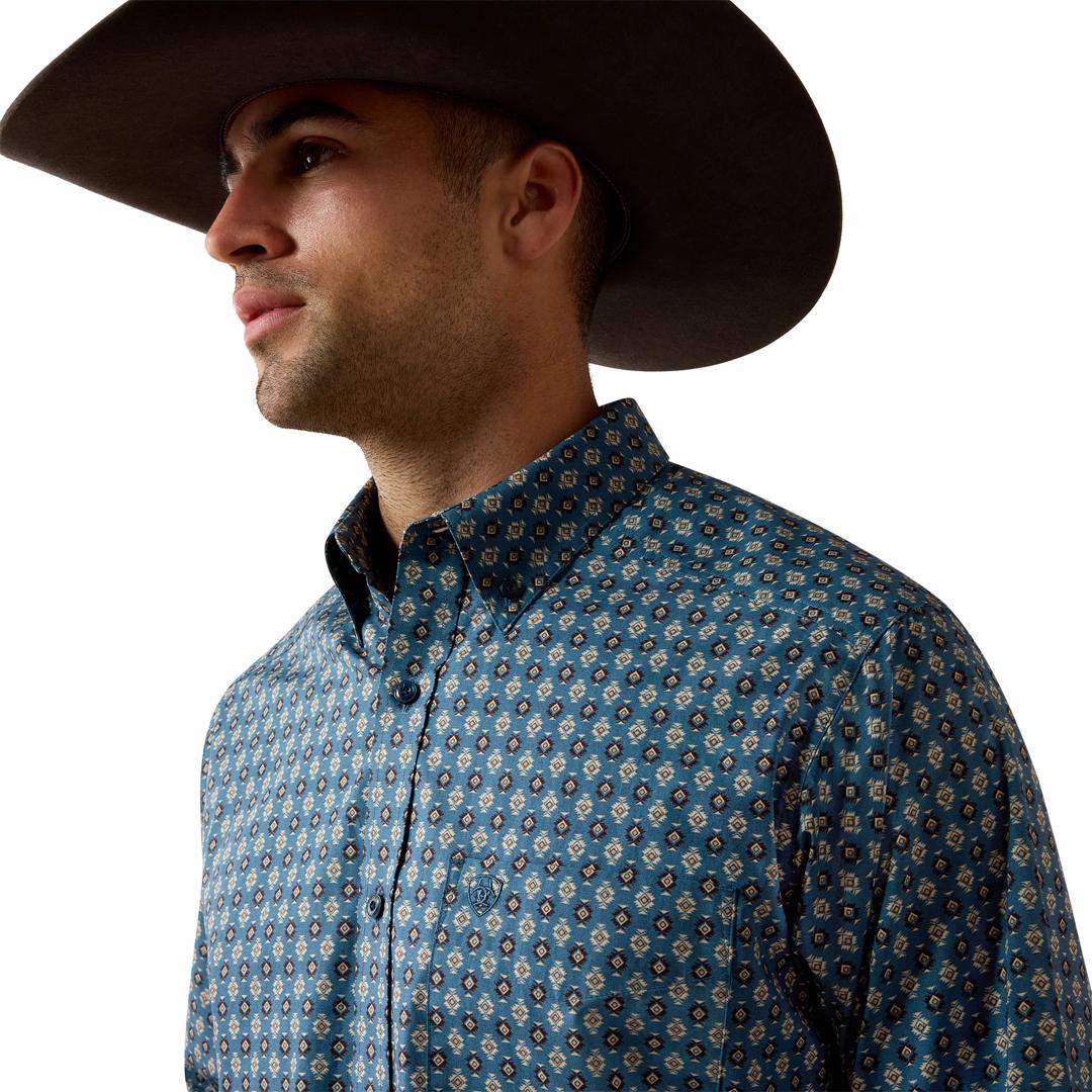 Ariat Men's Lex Real Teal Southwest Geo Print Button Down Shirt 10080652 detail01