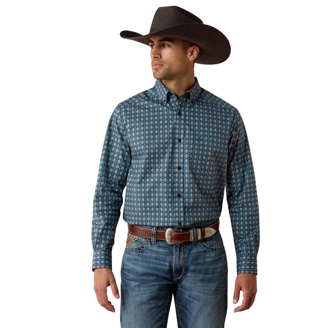Ariat Men's Lex Real Teal Southwest Geo Print Button Down Shirt 10080652 front