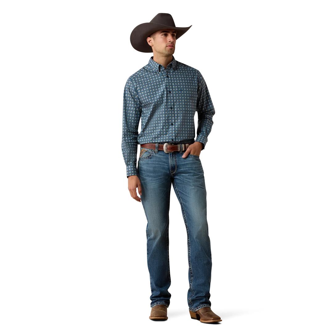 Ariat Men's Lex Real Teal Southwest Geo Print Button Down Shirt 10080652 full