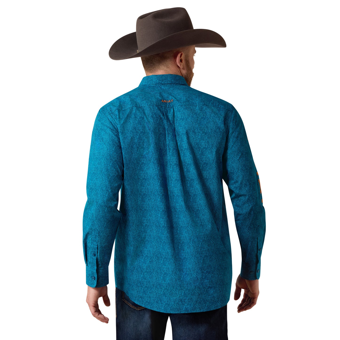 Ariat Men's Team Dale Real Teal Abstract Print/Bombay Button Down Shirt 10080655