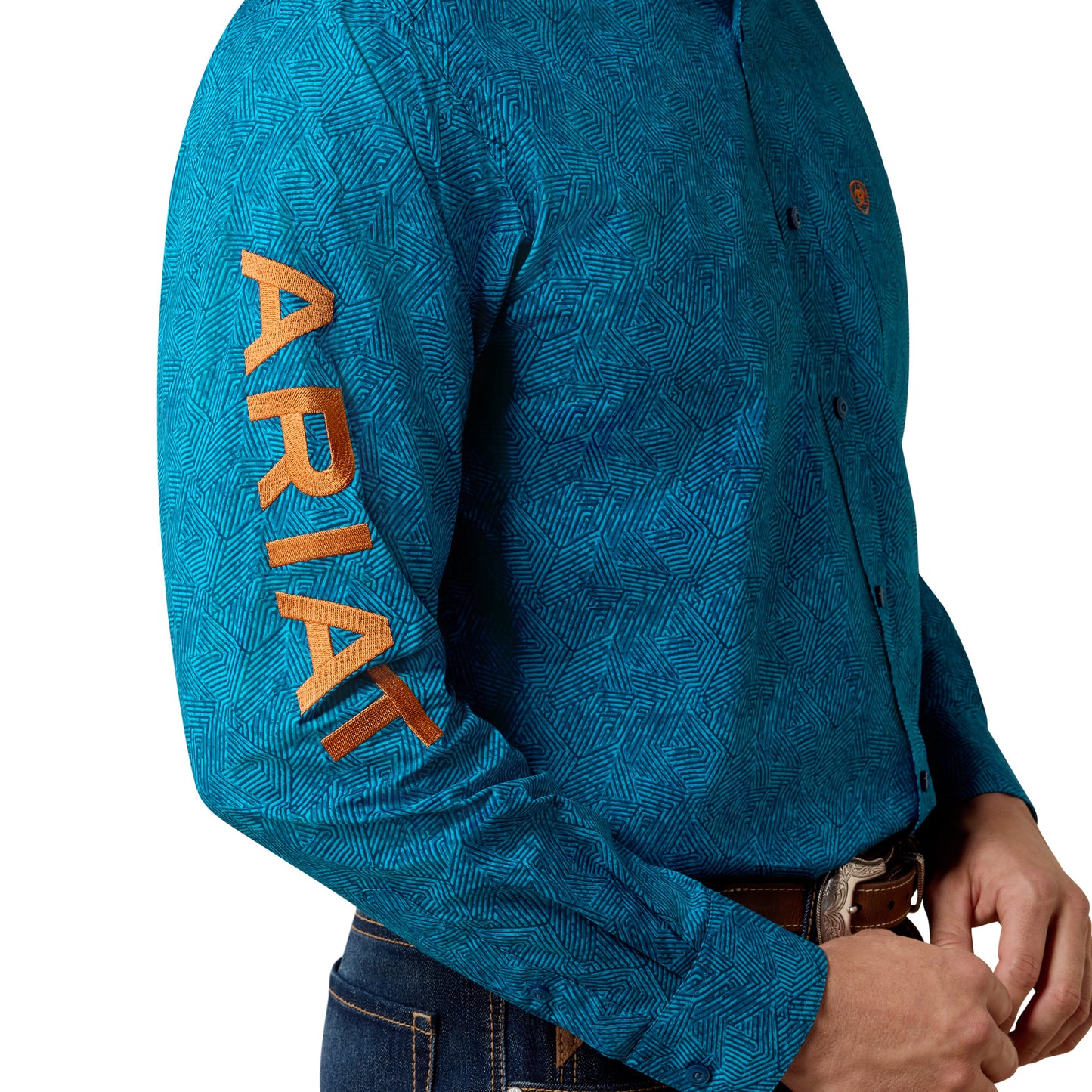 Ariat Men's Team Dale Real Teal Abstract Print/Bombay Button Down Shirt 10080655