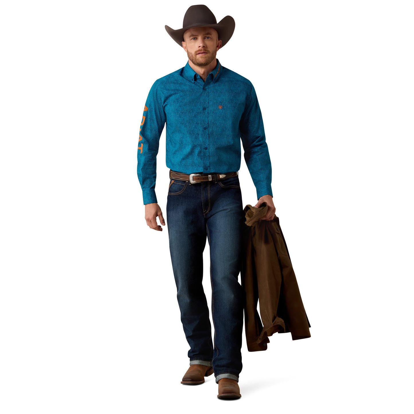 Ariat Men's Team Dale Real Teal Abstract Print/Bombay Button Down Shirt 10080655