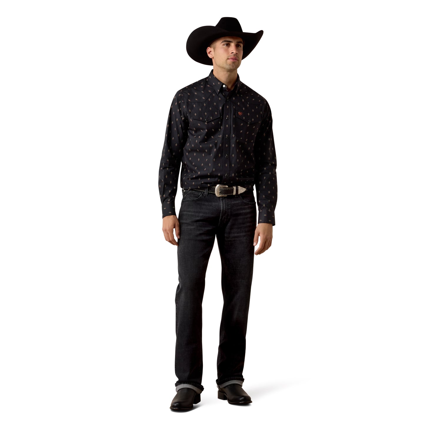 Ariat Men's Piety Black Geo Print Classic Fit Snap Shirt 10080667
