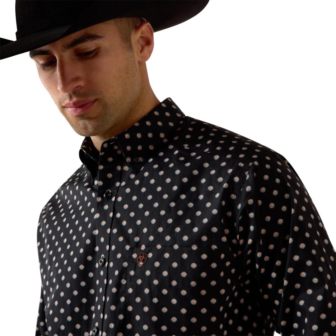 Ariat Men's Larsen Black Geo Print Classic Fit Shirt 10080668 detail01
