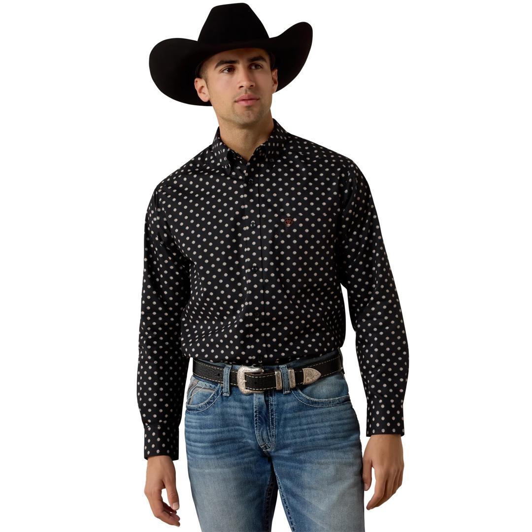 Ariat Men's Larsen Black Geo Print Classic Fit Shirt 10080668 front