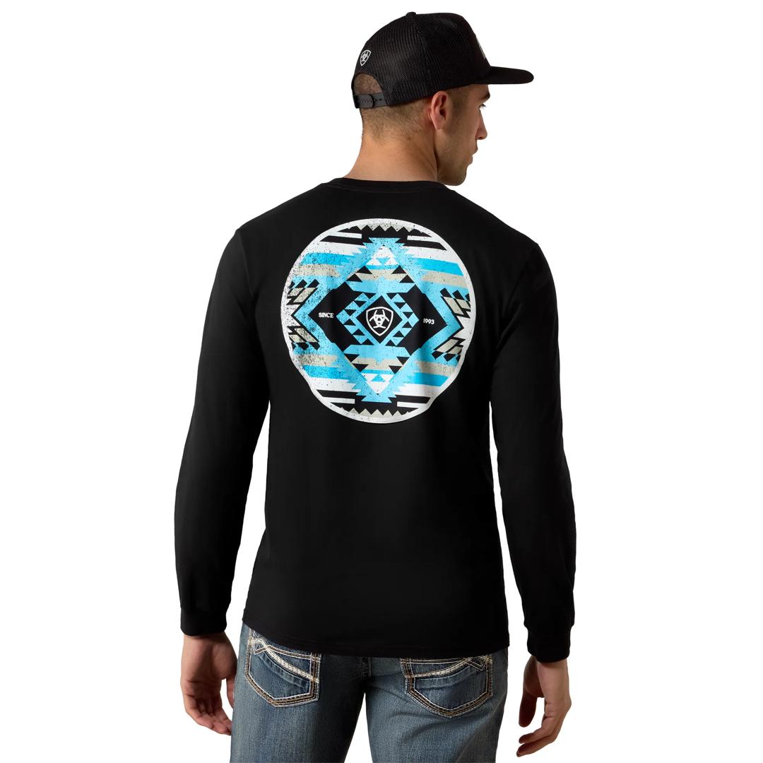 Ariat Men's Desert Wanderer Circle Long Sleeve Black T-Shirt 10080687 back