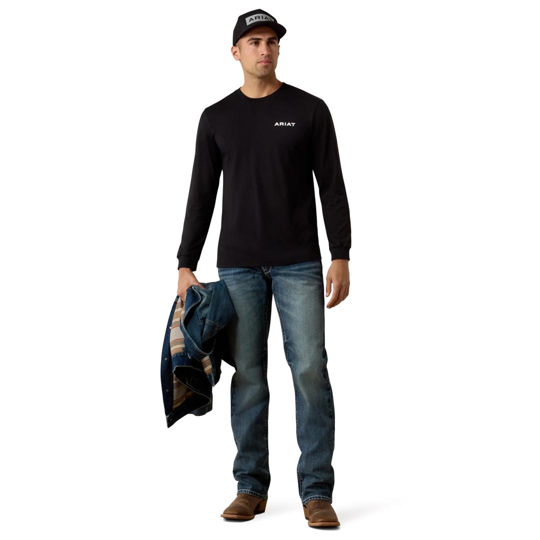 Ariat Men's Desert Wanderer Circle Long Sleeve Black T-Shirt 10080687 full