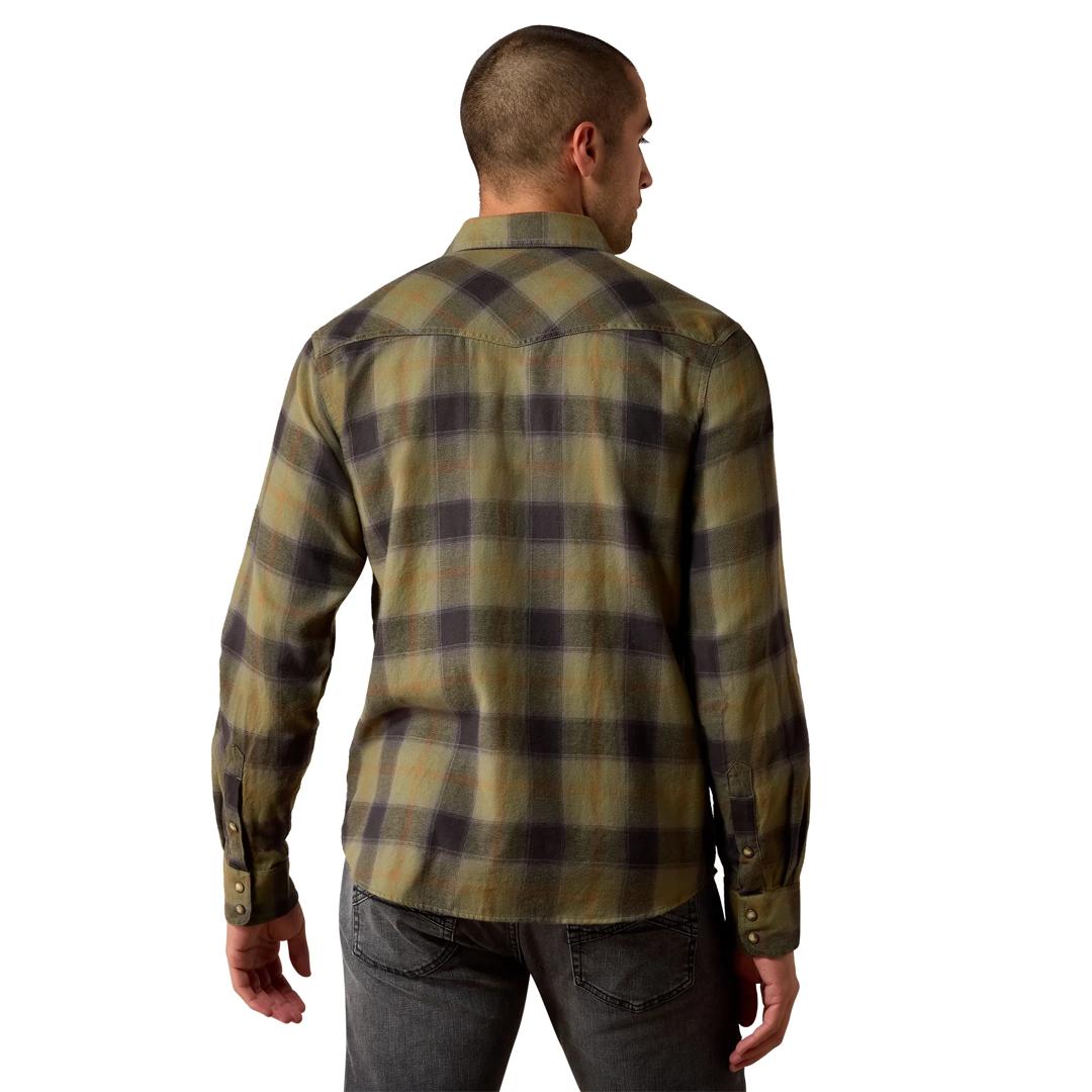 Ariat Men's Retro Hahn Four Leaf Clover Plaid Fitted Snap Shirt 10080705 back