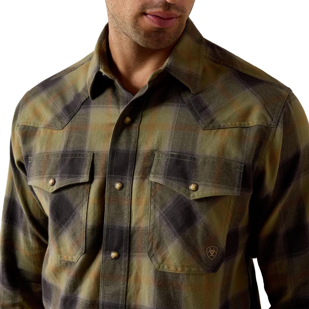 Ariat Men's Retro Hahn Four Leaf Clover Plaid Fitted Snap Shirt 10080705 detail01