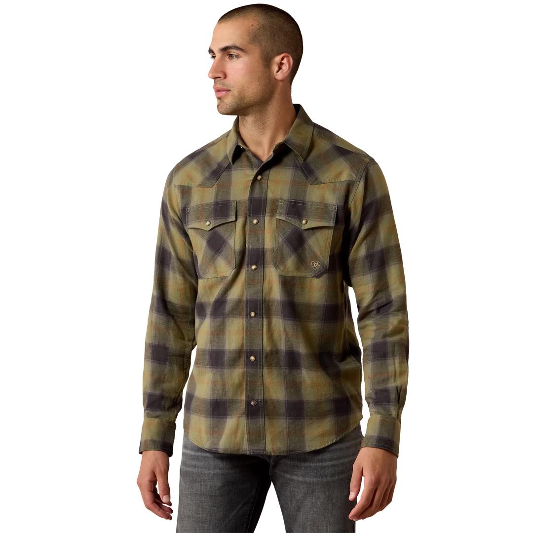 Ariat Men's Retro Hahn Four Leaf Clover Plaid Fitted Snap Shirt 10080705 front