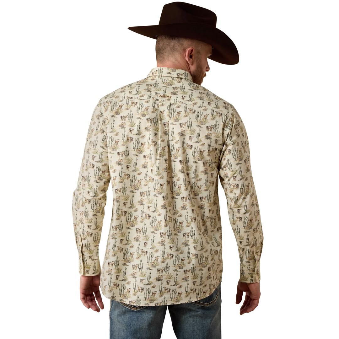 Ariat Men's Luthor Cream Multi Scenic Print Button Down Shirt 10080719 back