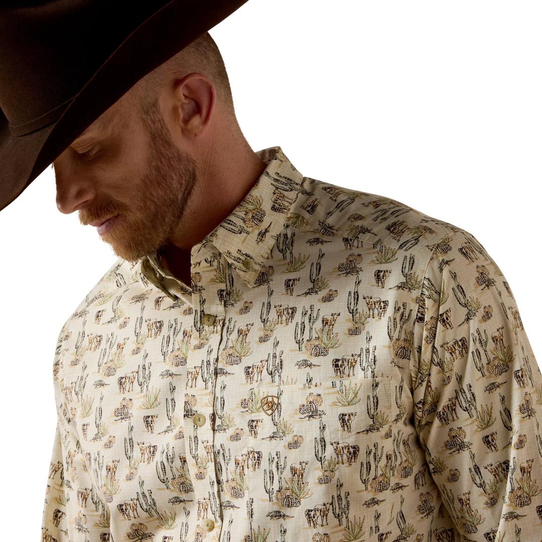 Ariat Men's Luthor Cream Multi Scenic Print Button Down Shirt 10080719 detail01