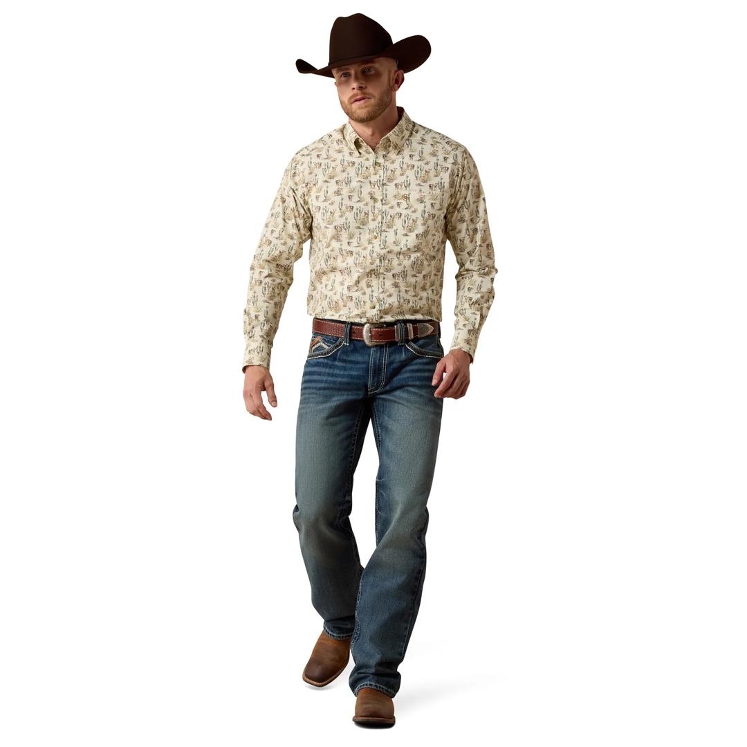 Ariat Men's Luthor Cream Multi Scenic Print Button Down Shirt 10080719 full