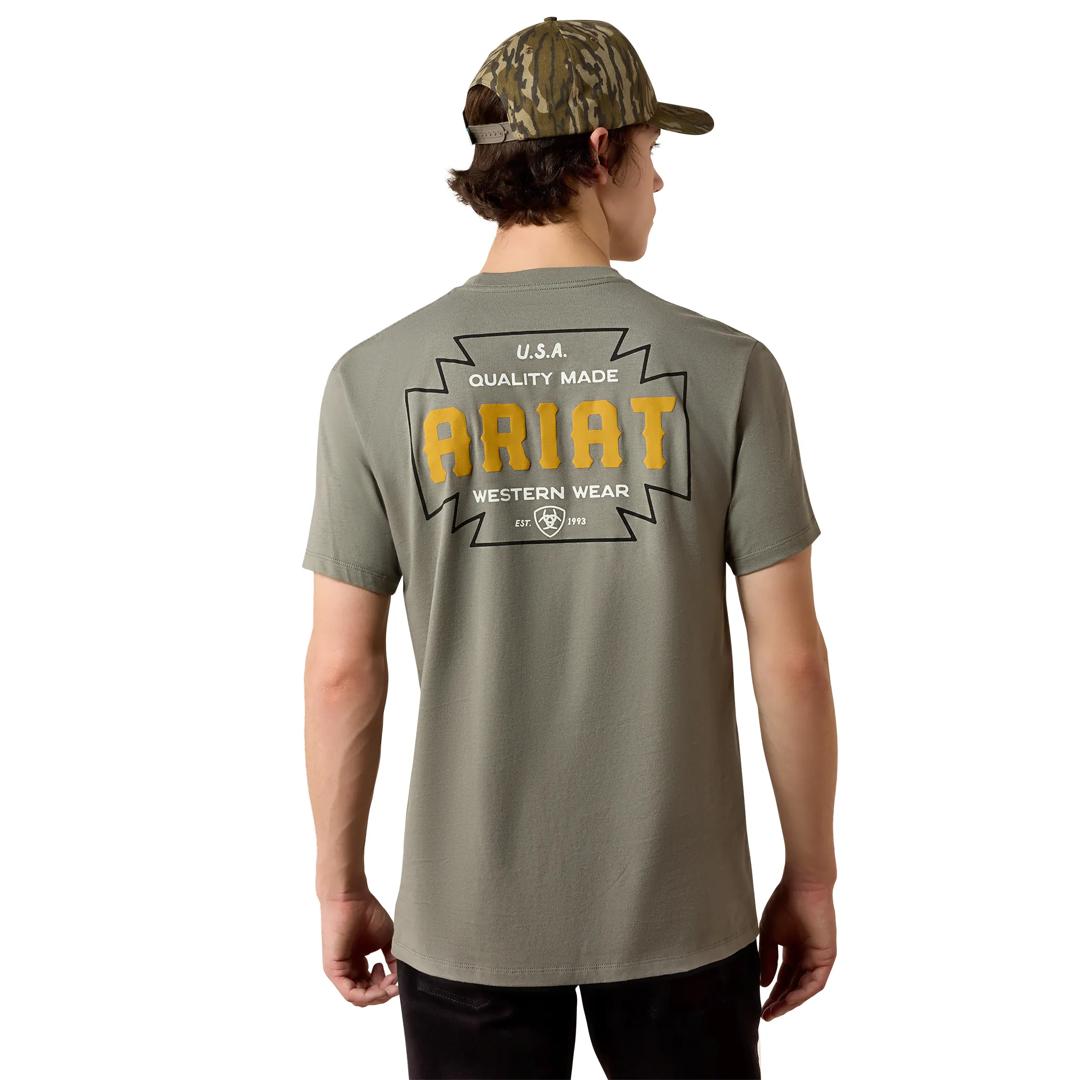 Ariat Men's Southwest Cross Badge Castor Grey T-Shirt 10080732 back