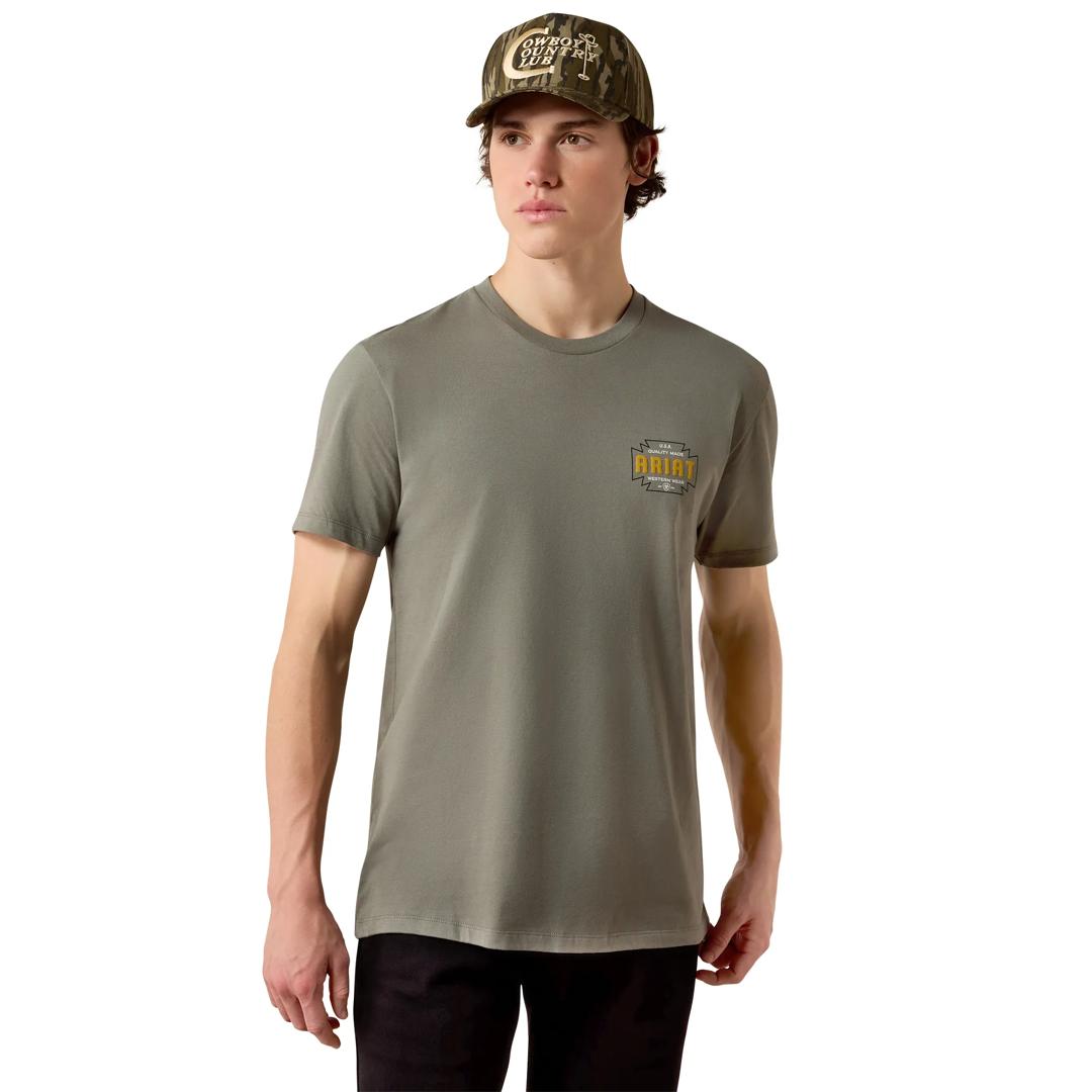 Ariat Men's Southwest Cross Badge Castor Grey T-Shirt 10080732 front