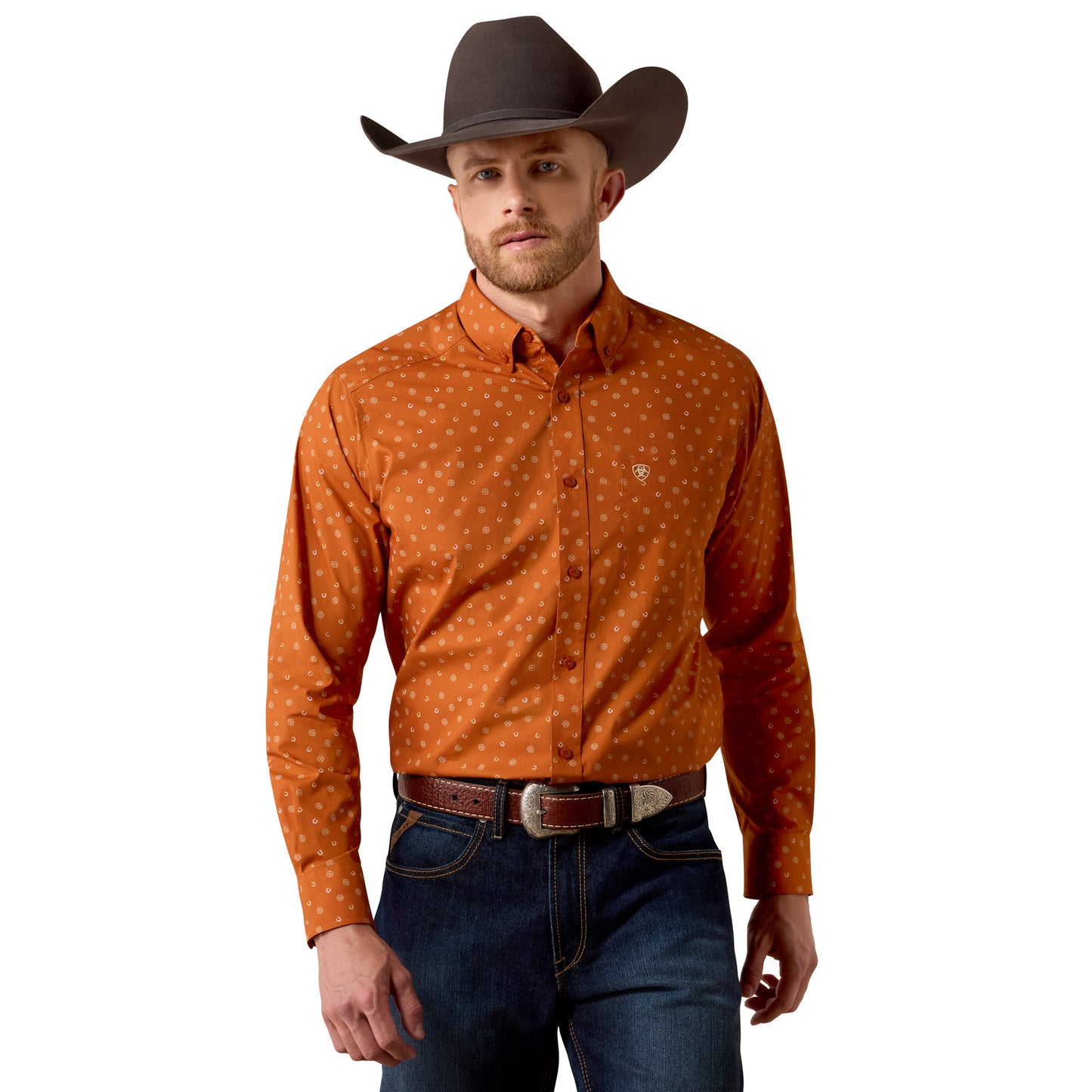 Ariat Men's Ludwig Bombay Brown Tossed Western Print Button Down Shirt 10080741