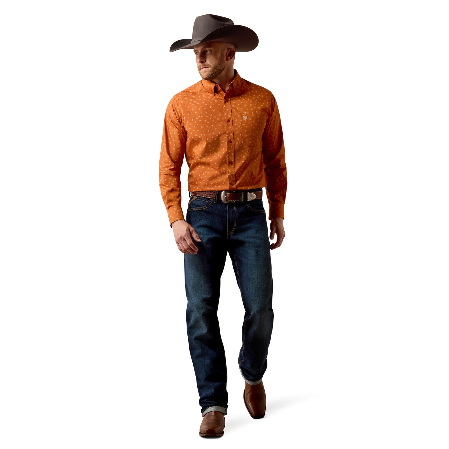 Ariat Men's Ludwig Bombay Brown Tossed Western Print Button Down Shirt 10080741