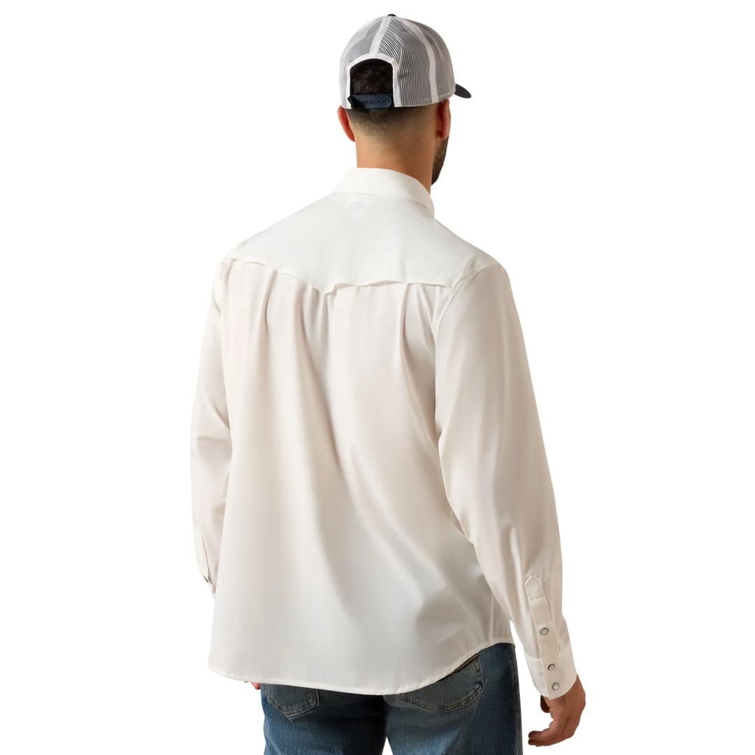 Ariat Men's FrontierTough VentTEK White Western Classic Fit Snap Shirt 10081889 back