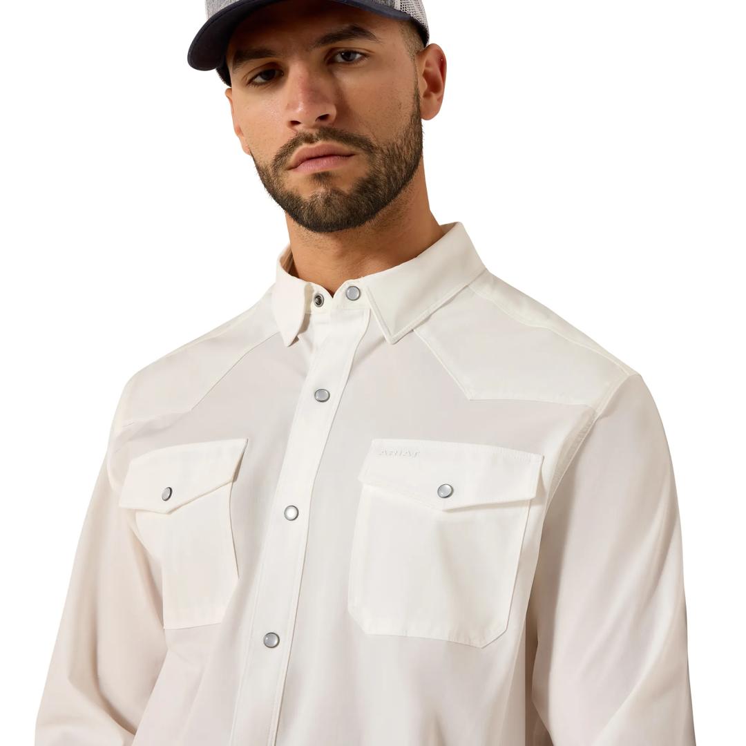 Ariat Men's FrontierTough VentTEK White Western Classic Fit Snap Shirt 10081889 detail03