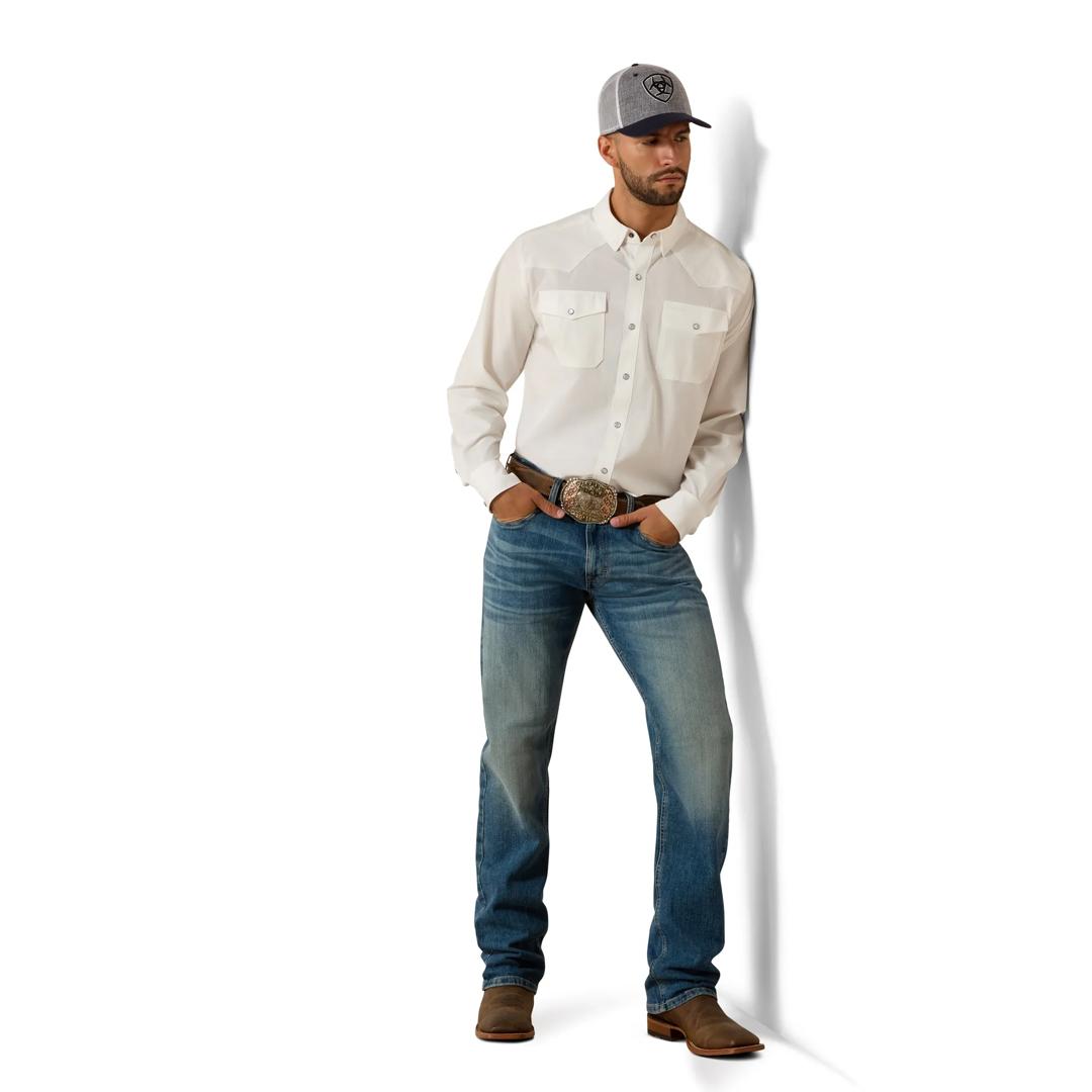 Ariat Men's FrontierTough VentTEK White Western Classic Fit Snap Shirt 10081889 full