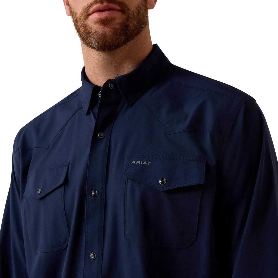Ariat Men's FrontierTough VentTEK Navy Western Classic Fit Snap Shirt 10081908 detail02